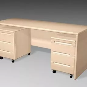 Home Wooden Office Desk With Drawers 3d model