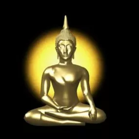 Gold Indian Buddha Statue 3d model