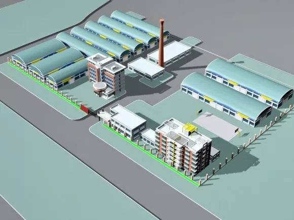 Modern Office Building Block 3d model