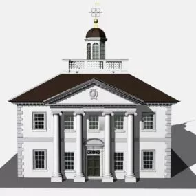 European Ionic Pillar House 3d model