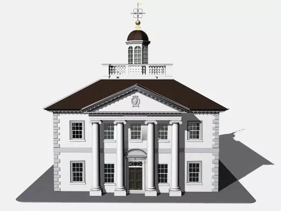 European Ionic Pillar House 3d model European Ionic Pillar House 3d model