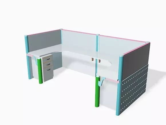 Open Office Table Chair Workstation 3d model