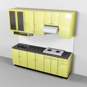 Lime Green Small Kitchen Cabinet 3d model