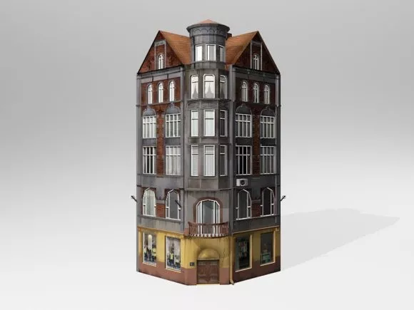 Highrise Apartment Building Block 3d model