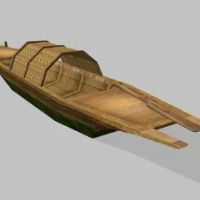Antique Wooden Boat 3d model