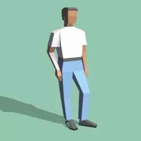 Low Poly Male In White T Shirt 3d model