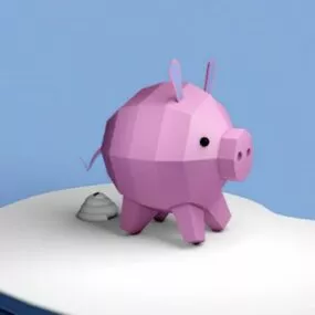 Low Poly Cartoon Pig 3d model