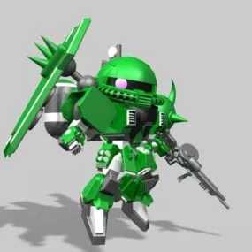 Zaku Gundam Robot Rigged 3d model