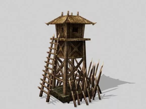 Golden Alien Tower On Sea 3d model