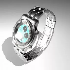 Steel Bracelet Men Watch 3d model