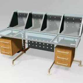 Office Reception Desk Glass Top 3d model