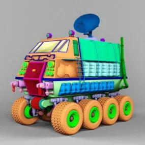 Cartoon Mobile Satellite Truck 3d model