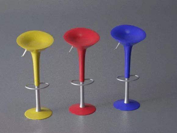 Chrome Stool Luxurious Style 3d model