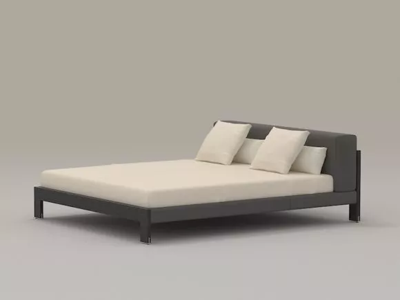 Modern Bed With Bookshelf On Back 3d model