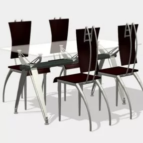 Glass Dining Sets With Table Chair 3d model