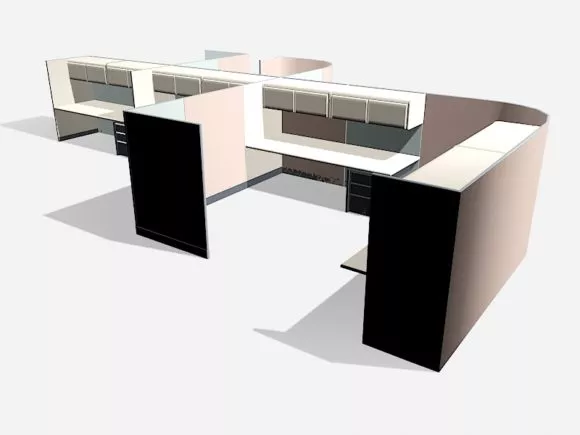 Open Office Table Chair Workstation 3d model