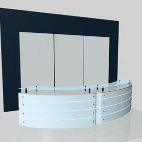 Office Reception Desk Curved Shape 3d model