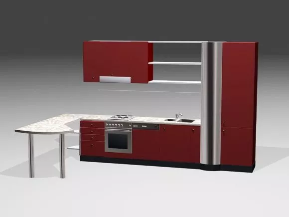 Wood Sleigh Bed 3d model