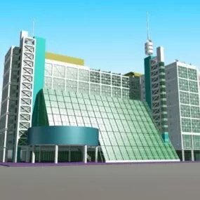 Hotel Architecture Glass Facade 3d model