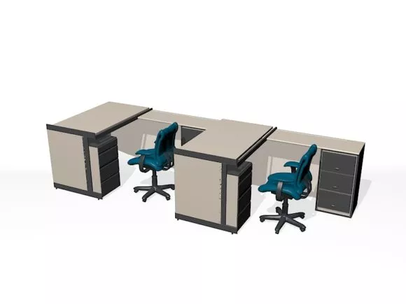 Open Office Space With Cabinet 3d model