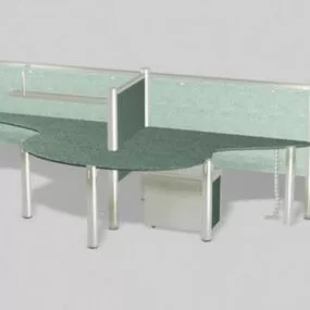 Office Cubicle Desk With Drawers 3d model