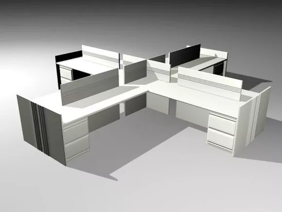 Simple Office Workspace With Desk, Computer 3d model