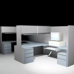 Office Workspace Cubicle With Storage Cabinet 3d model