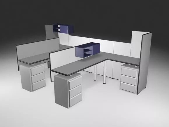 Workstation Office Cubicle For Three Persons 3d model