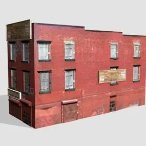 Brick Apartment Building 3d model