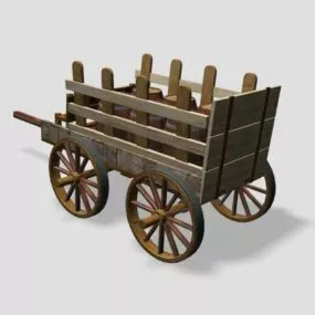 Vintage Cart With Barrels 3d model