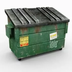 Old Wood Dustbin 3d model