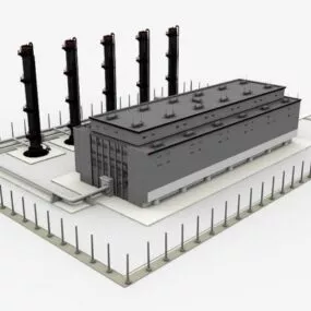 Old Factory Industrial Building 3d model