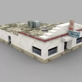 Old Restaurant Exterior Building 3d model