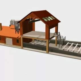 Abandoned Sawmill Building 3d model