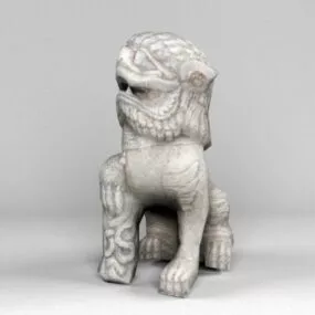 Old Stone Lion Statue 3d model