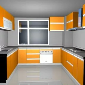 Orange Kitchen Cabinet Design 3d model