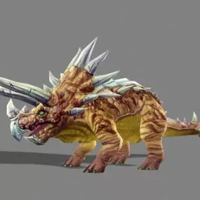 Orange Triceratops Dinosaur 3d model