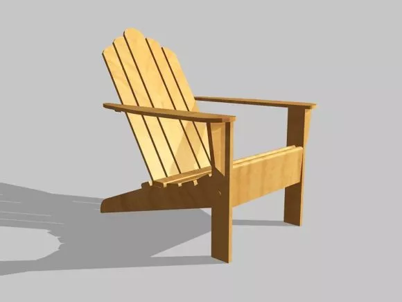 Vintage Wood Chair With Pattern 3d model