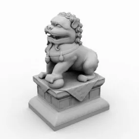 Chinese Outdoor Lion Statue 3d model