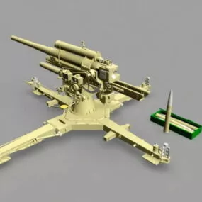 German 88mm Anti Tank Artillery 3d model