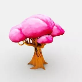 Pink Cartoon Tree 3d model