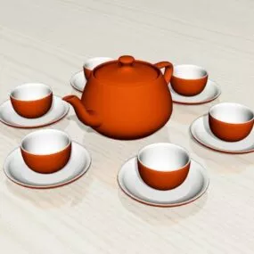 Porcelain Chinese Tea Set 3d model