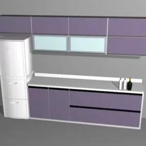 Purple Kitchen Flat Cabinet 3d model