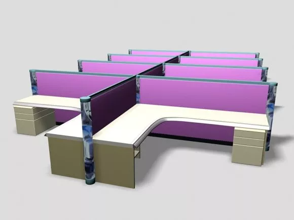 Simple Office Workspace With Desk, Computer 3d model