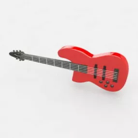 Modern Red Bass Guitar 3d model
