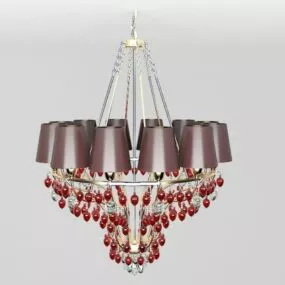 Red Crystal Jade Chandelier 3d model