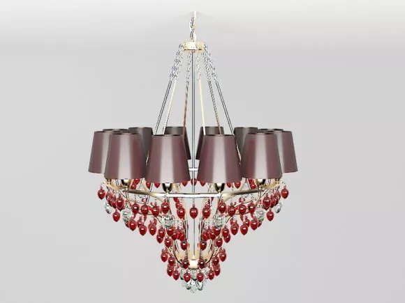 Heart Shaped Crystal Curtain Chandelier 3d model