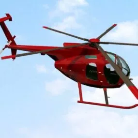 Red Rescue Helicopter 3d model