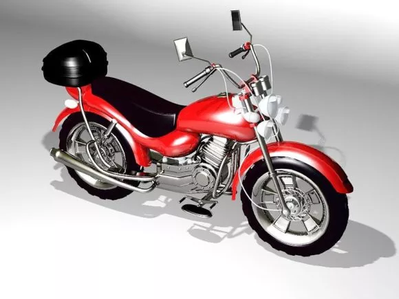 Red Classic Motorcycle 3d model Red Classic Motorcycle 3d model