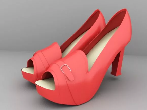 Red Platform High Heel Shoes 3d model Red Platform High Heel Shoes 3d model